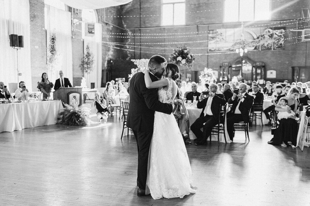 Couple having first dance at The Chatham Armouries