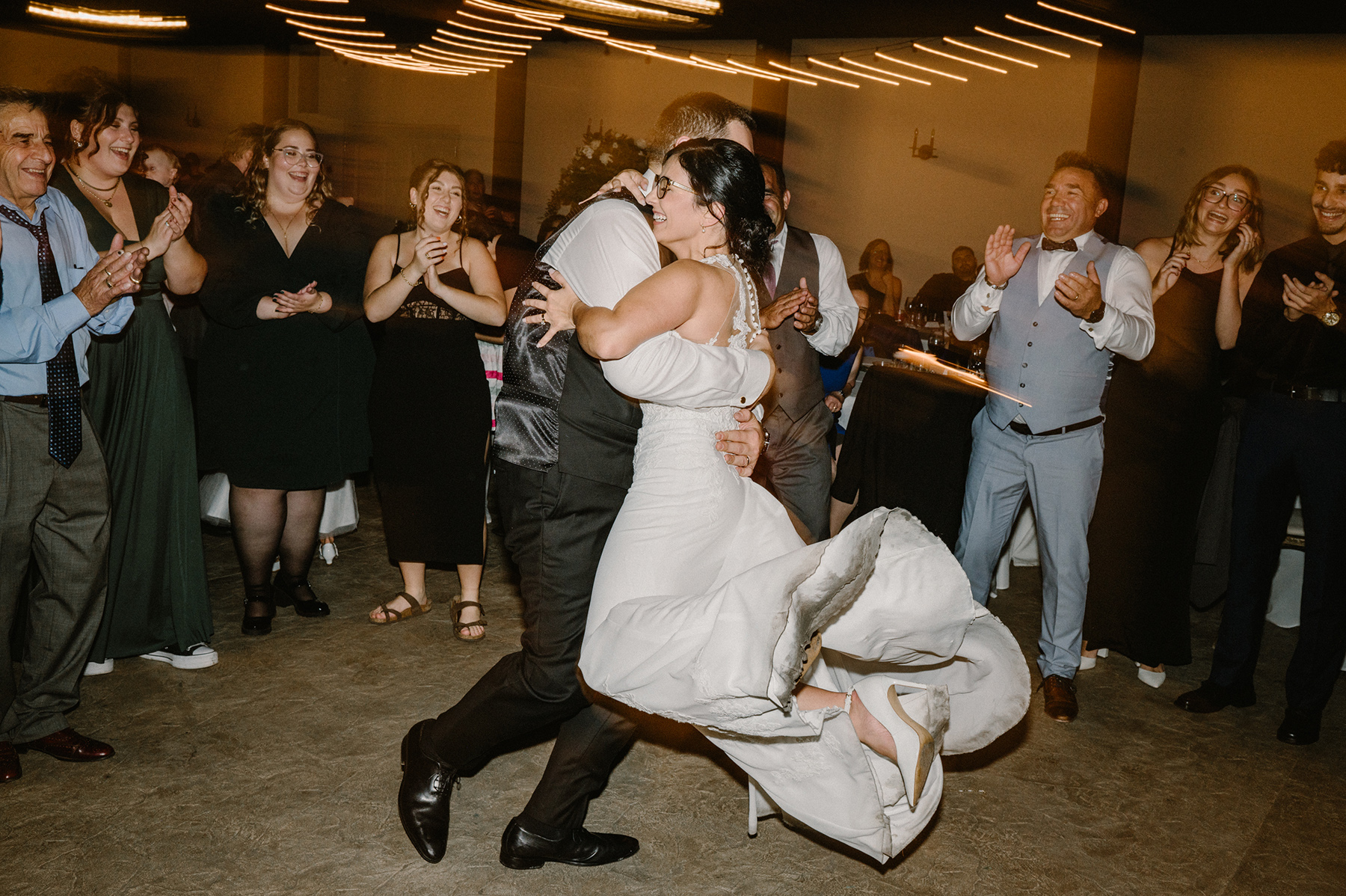 Bride and Groom dancing at their wedding at Sprucewood Shores Winery