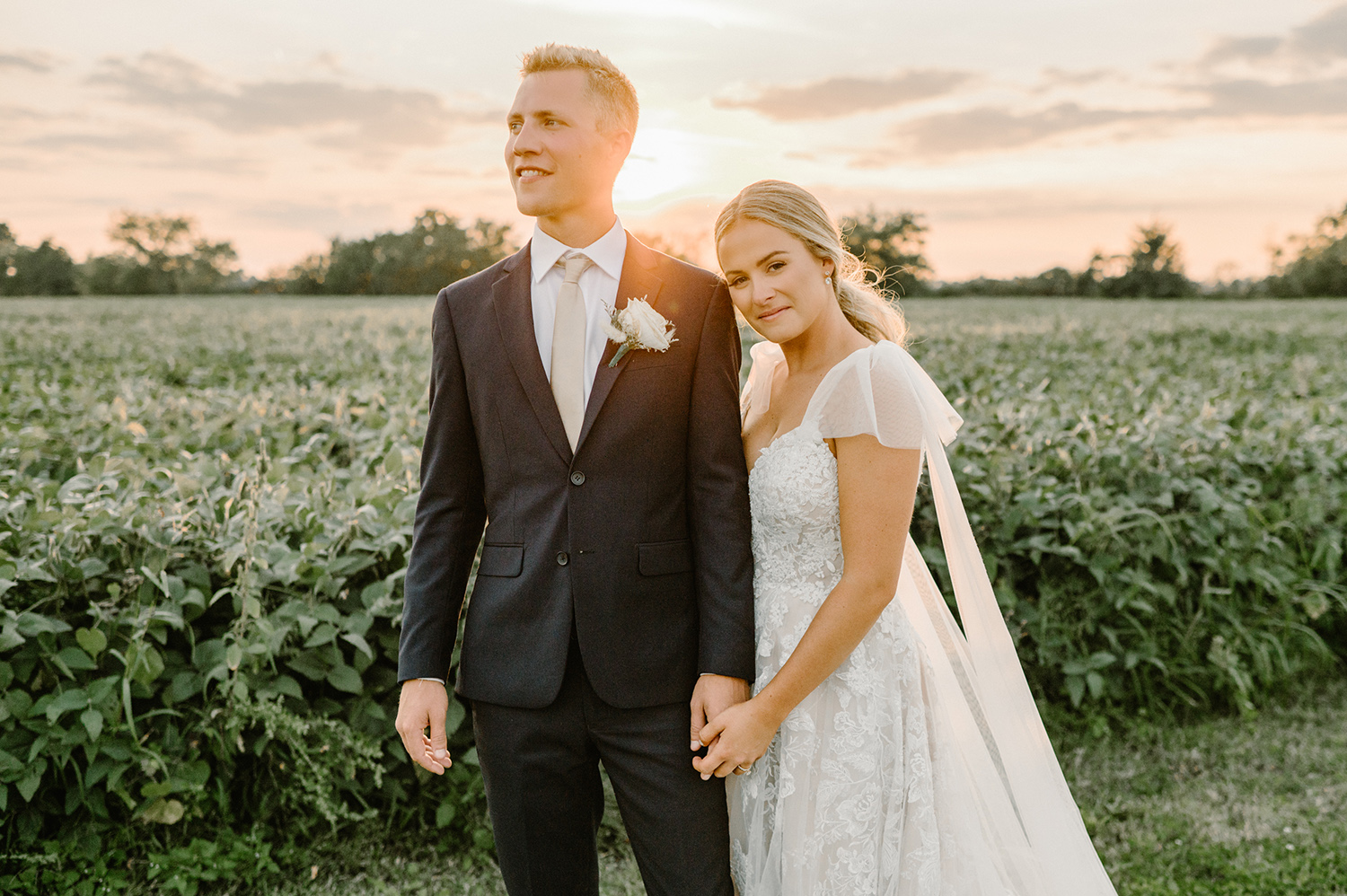 Bride and Groom in the sunset in Windsor Essex County