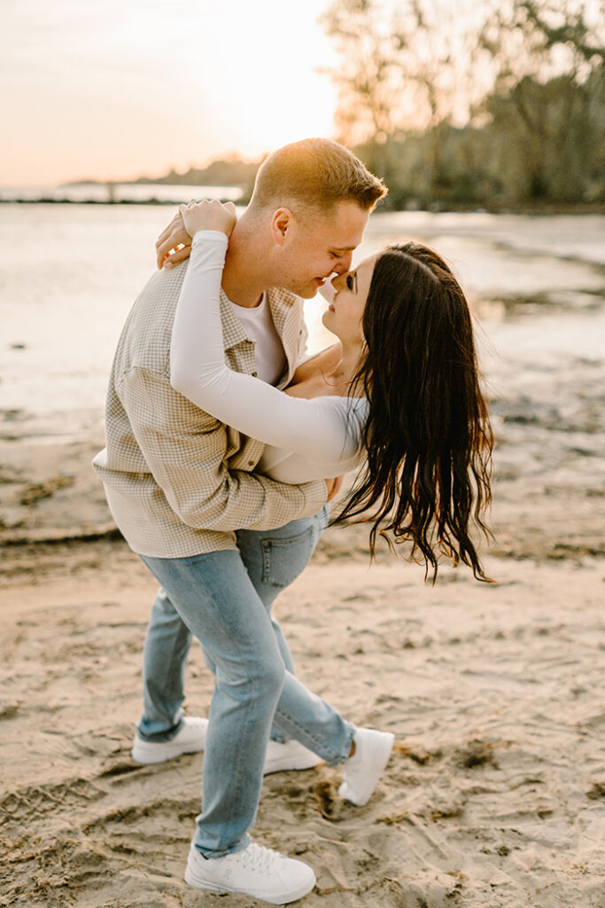 Couple on the Beach of Lakeside Park in Kingsville during golden hour