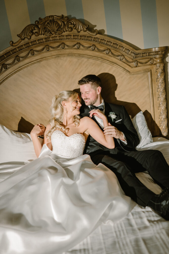 Bride and Groom at Retro Suites Hotel on Wedding Day